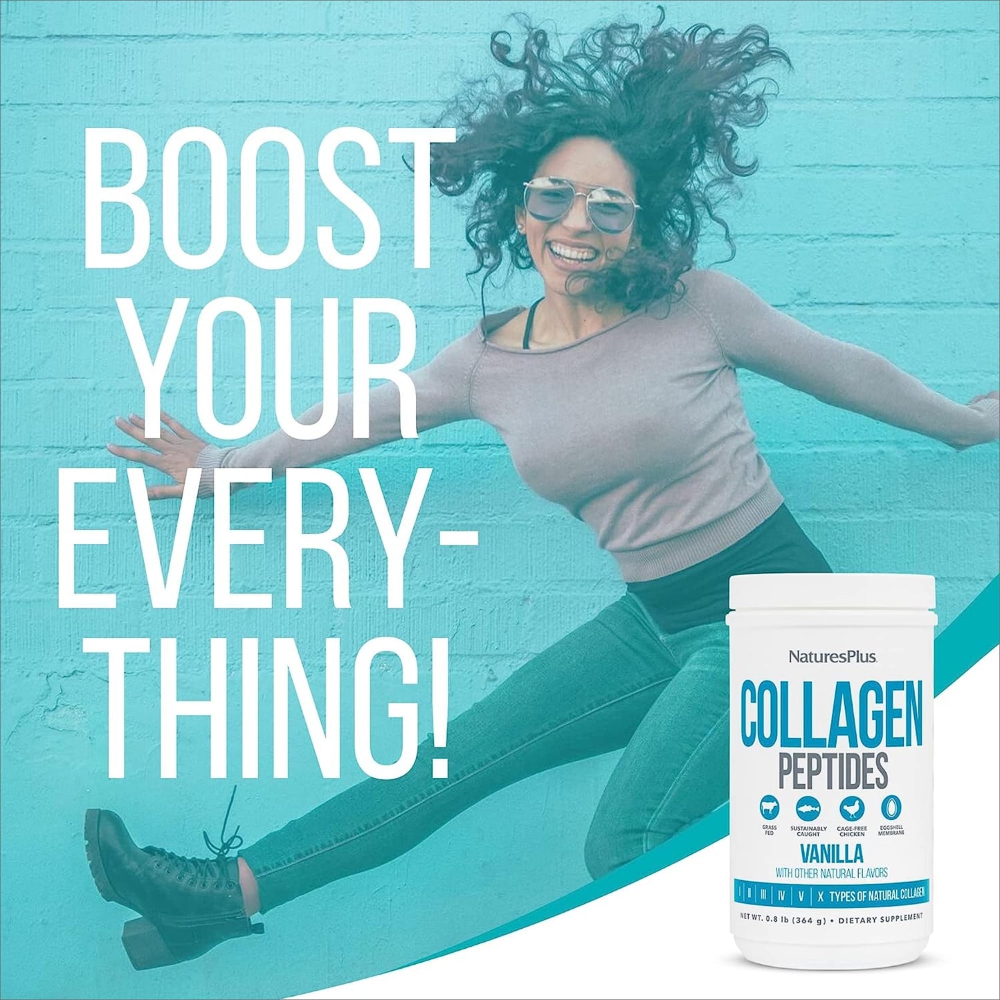 NaturesPlus Collagen Peptides Vanilla – 2 Pack (364 g) | Hair, Skin, Nails & Joints | Non-GMO, Gluten Free