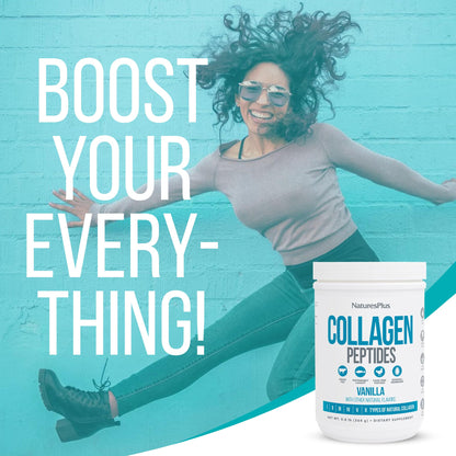 NaturesPlus Collagen Peptides Vanilla – 0.8 lb Powder | Hair, Skin, Nails, Joints & Immune Support