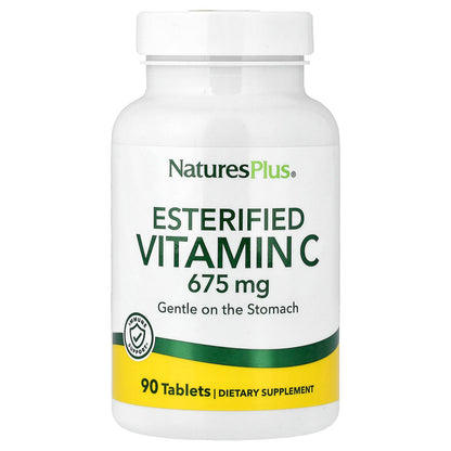 NaturesPlus Esterified Vitamin C 675 mg | 90 Tablets – Gentle on the Stomach, Gluten Free & Vegetarian