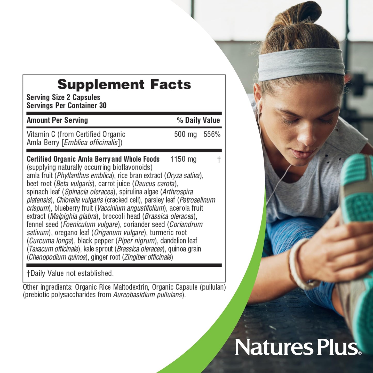 NaturesPlus Source of Life Garden Organic Vitamin C 500 mg - 60 Vegan Capsules