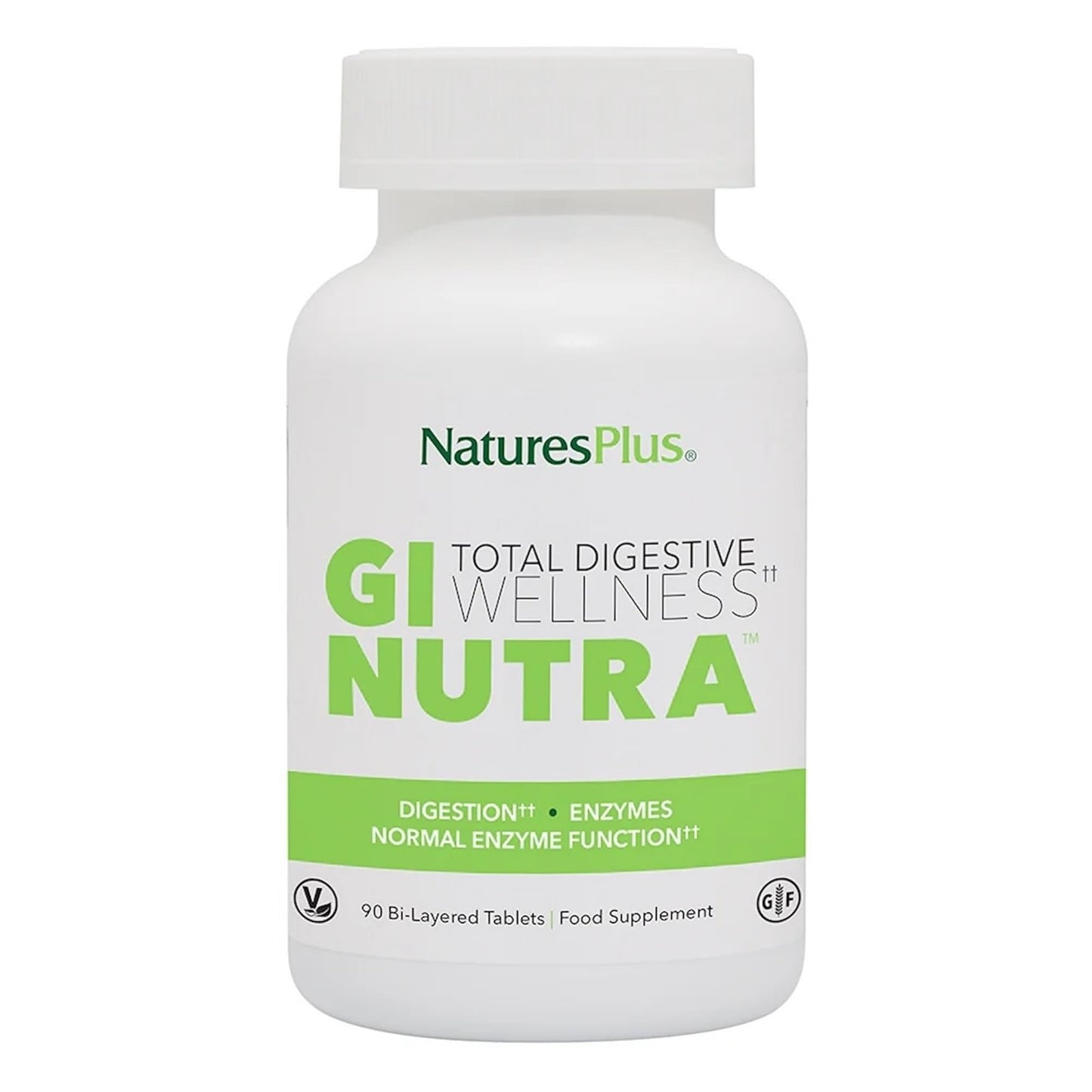NaturesPlus GI Natural Total Digestive Wellness - 90 Bi-Layered Tablets | Gluten Free | 30 Servings