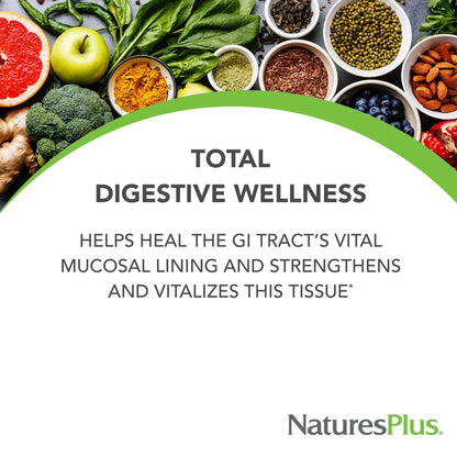NaturesPlus GI Natural Total Digestive Wellness - 90 Bi-Layered Tablets | Gluten Free | 30 Servings