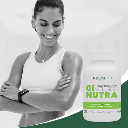 NaturesPlus GI Natural Total Digestive Wellness - 90 Bi-Layered Tablets | Gluten Free | 30 Servings