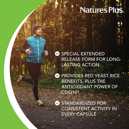 NaturesPlus Herbal Actives Red Yeast Rice 600mg & CoQ10 100mg – Extended Release, 30 Vegan Tablets