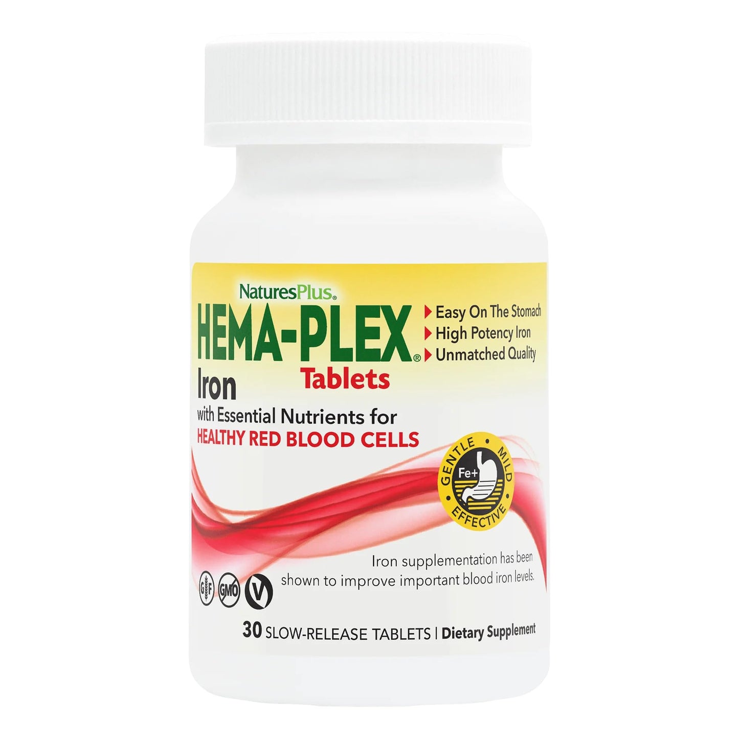 NaturesPlus Hema-Plex Iron | 85 mg Chelated Iron - 30 Slow-Release Tablets – Total Blood Health