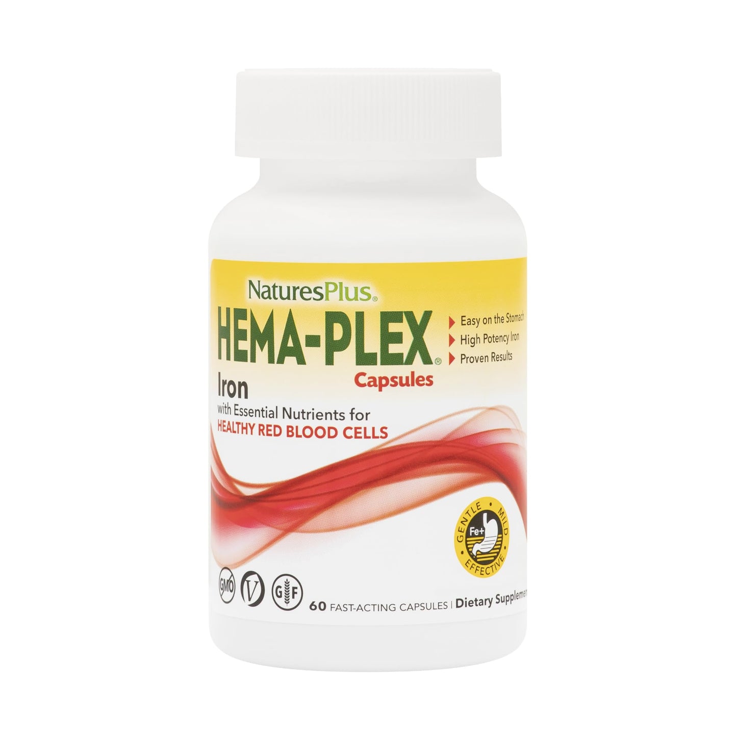 NaturesPlus Hema-Plex Iron - 85 mg Chelated Iron + Vitamin C | Vegan & Gluten Free
