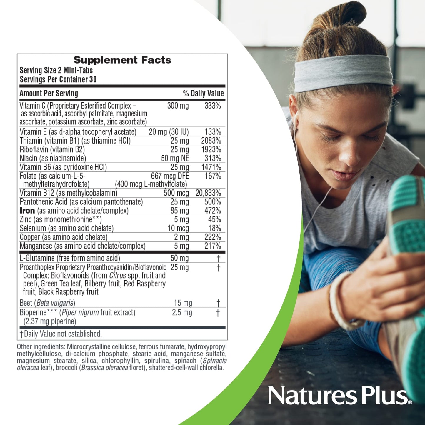 NaturesPlus Hema-Plex Iron – 60 Slow-Release Mini-Tabs (85 mg Chelated Iron) – Vegan & Gluten Free | 30 Servings