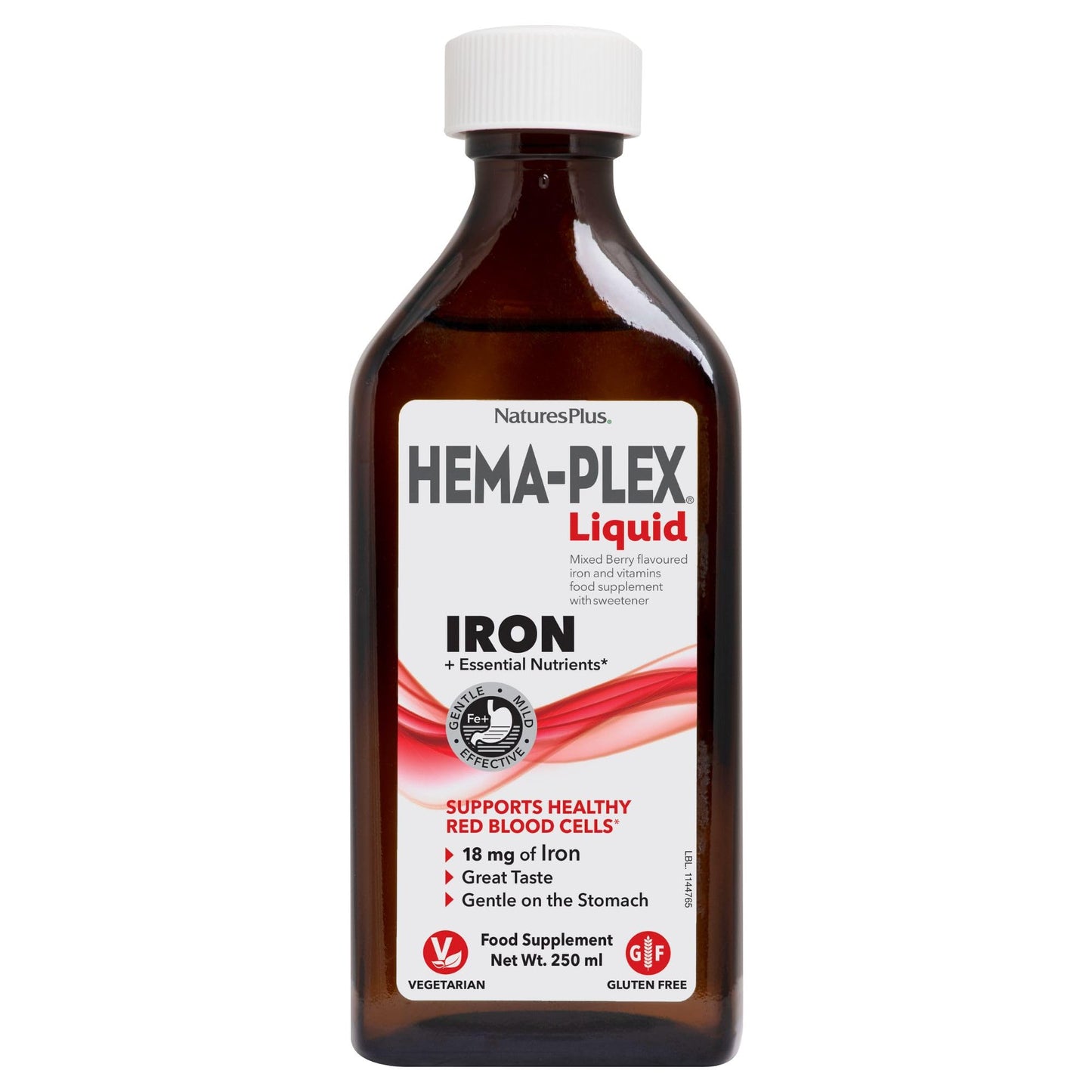 NaturesPlus Hema-Plex Liquid Iron - Mixed Berry, 8.5 oz | 25 Servings | Vegan, Gluten Free