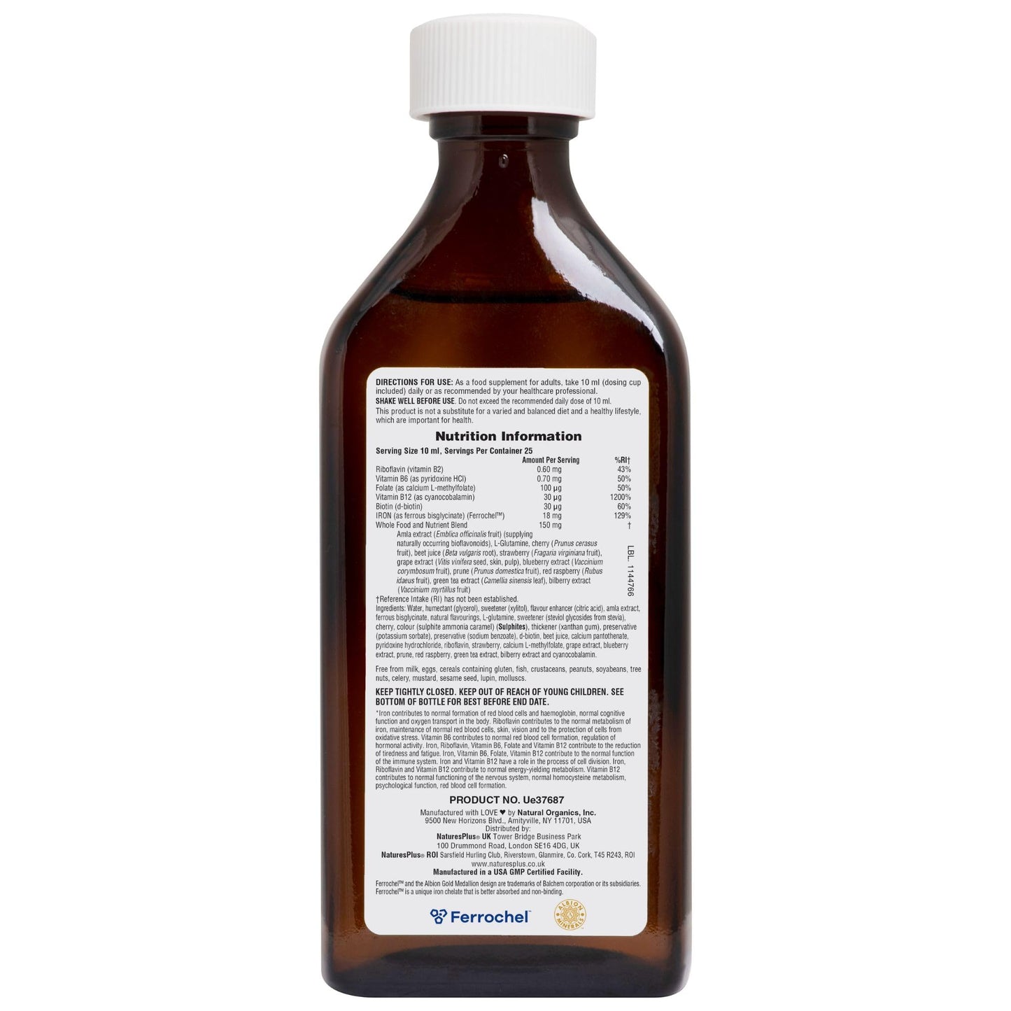 NaturesPlus Hema-Plex Liquid Iron - Mixed Berry, 8.5 oz | 25 Servings | Vegan, Gluten Free
