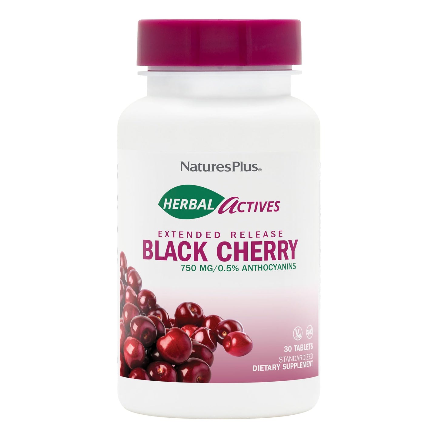 NaturesPlus Herbal Actives Black Cherry - 30 Tablets | Extended-Release Antioxidant Support