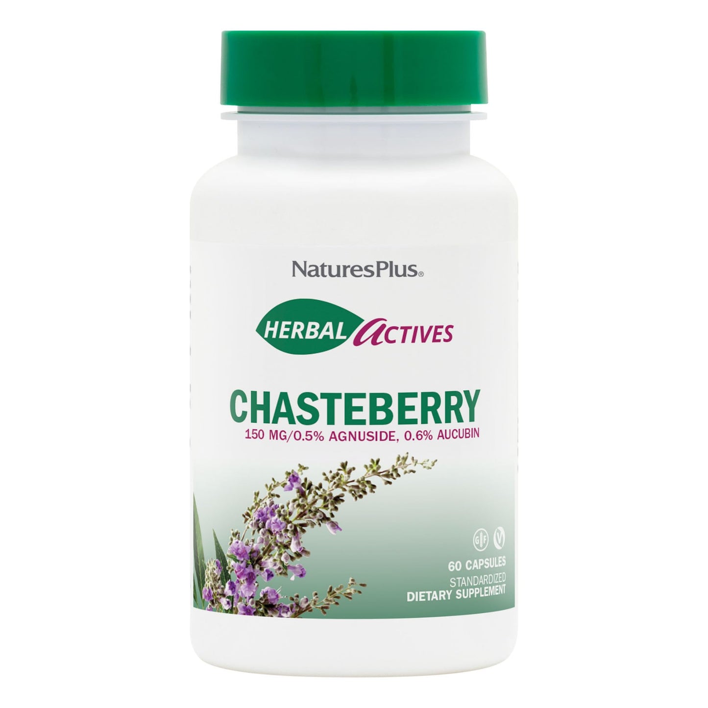 NaturesPlus Herbal Actives Chasteberry - 60 Capsules, Menstrual Health