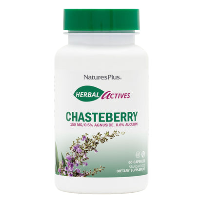 NaturesPlus Herbal Actives Chasteberry - 60 Capsules, Menstrual Health