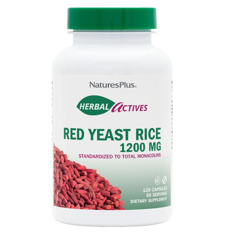 NaturesPlus Herbal Actives Red Yeast Rice - 2 x 120 Veg Capsules, Gluten Free, 240 Servings