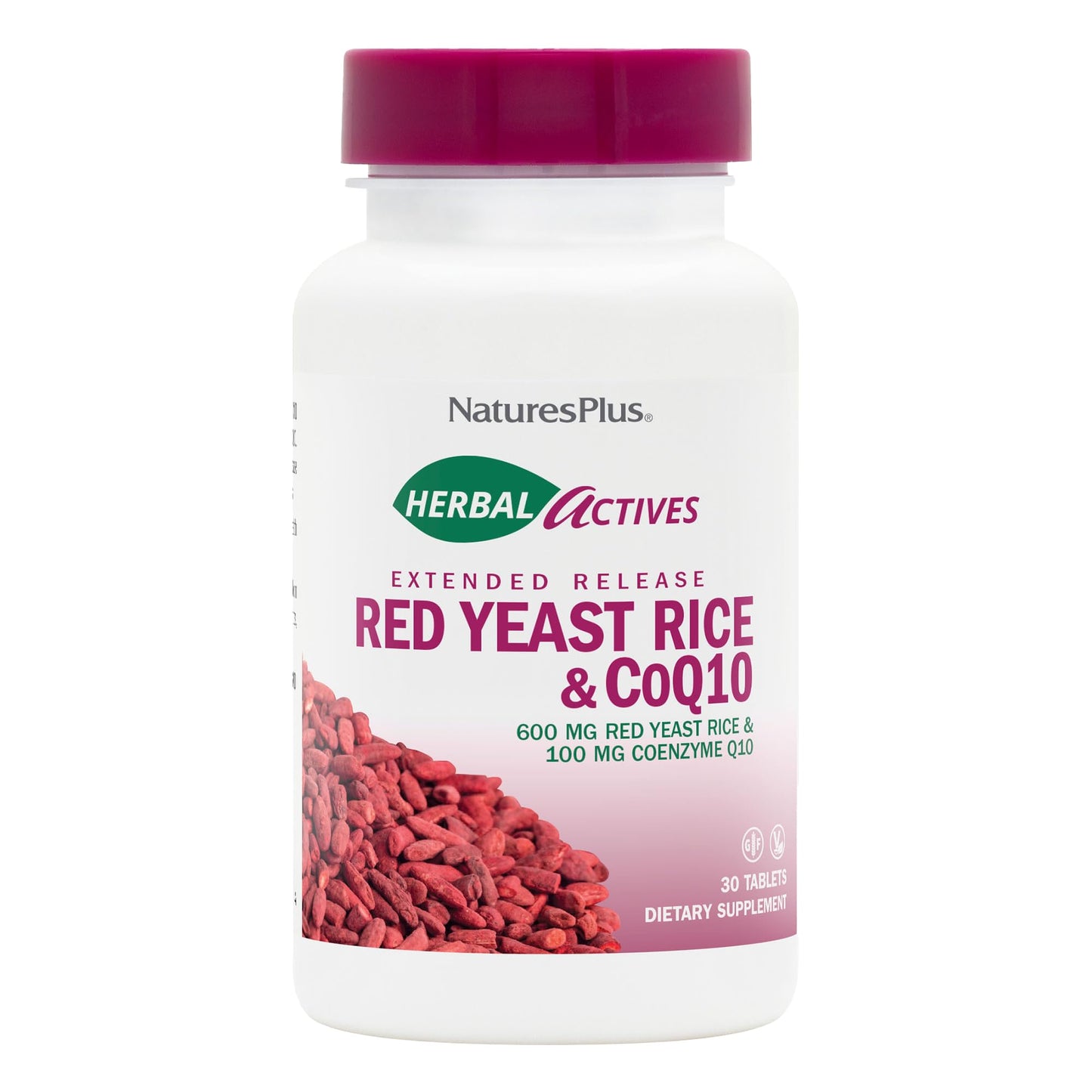 NaturesPlus Herbal Actives Red Yeast Rice 600mg & CoQ10 100mg – Extended Release, 30 Vegan Tablets