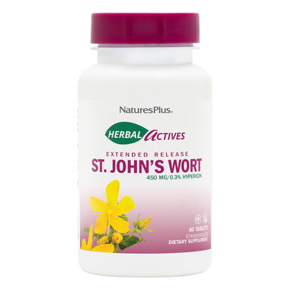 NaturesPlus Herbal Actives St John's Wort – Extended Release 450 mg, 60 Vegan Tablets
