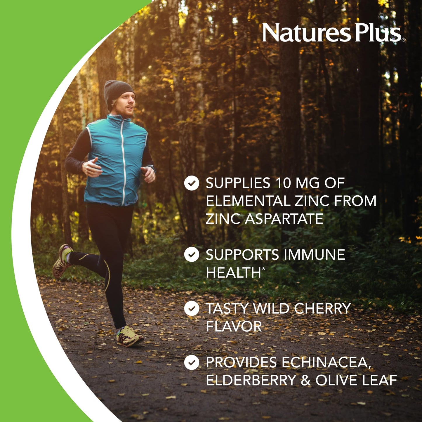NaturesPlus Herbal Actives ImmunActin – Zinc Lozenges, Wild Cherry (Pack of 2)