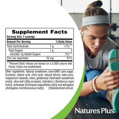NaturesPlus Herbal Actives ImmunActin – Zinc Lozenges, Wild Cherry (Pack of 2)