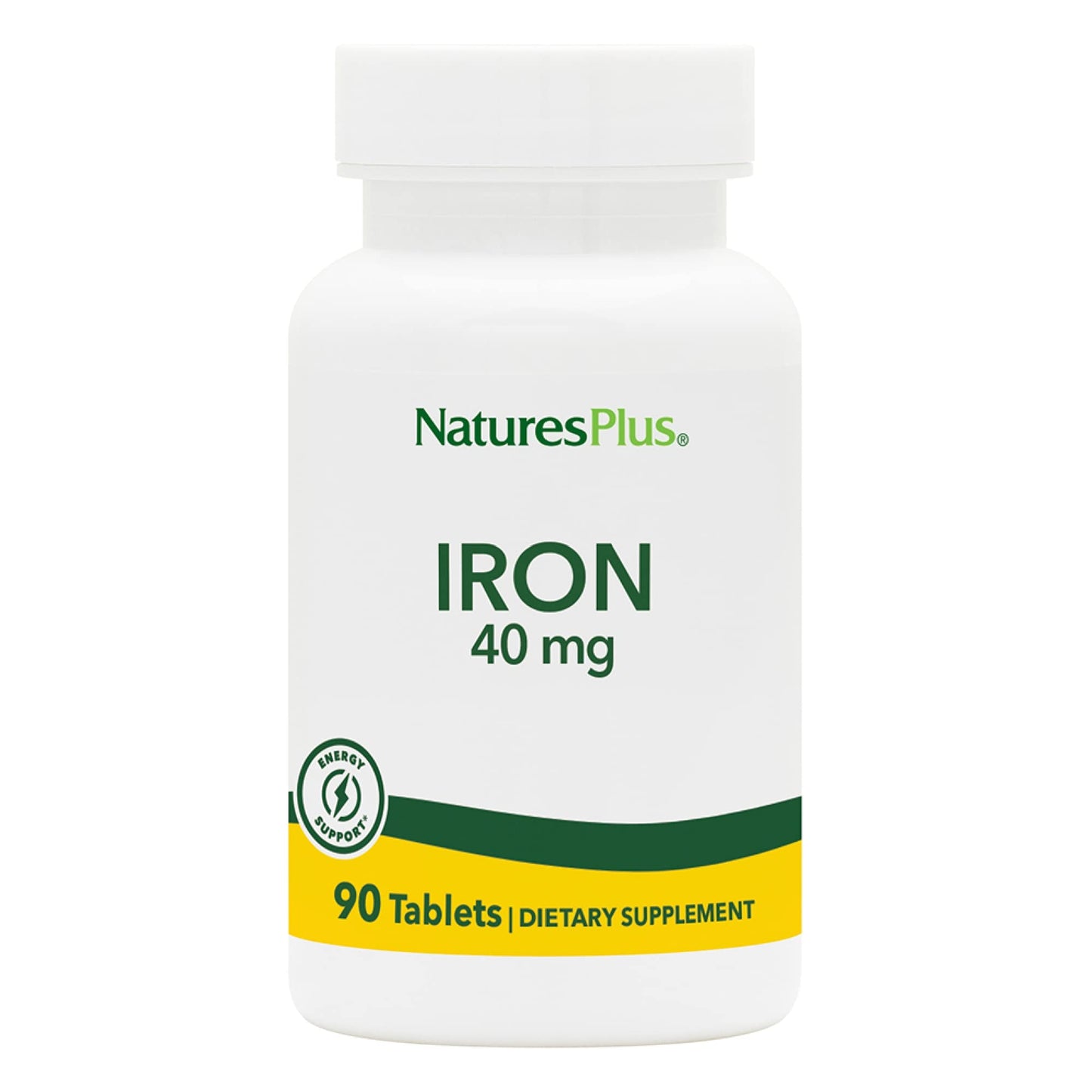 NaturesPlus Iron - 40 mg, 90 Tablets, Vegetarian & Gluten Free | 45 Servings