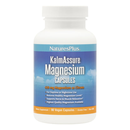 NaturesPlus KalmAssure Magnesium 420 mg | 90 Vegan Capsules (Pack of 2) – Supports Nerve & Muscle Relaxation, Non-GMO, Gluten Free