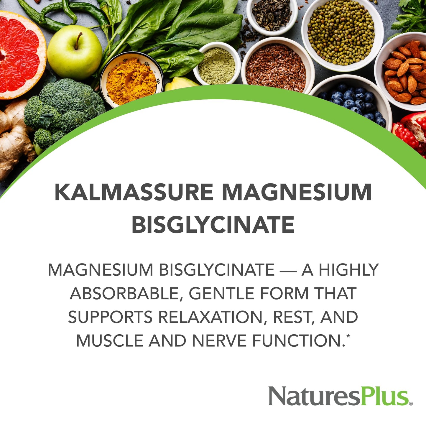 NaturesPlus KalmAssure Magnesium Bisglycinate – 180 Capsules (60 Servings) – Supports Nerve & Muscle Relaxation