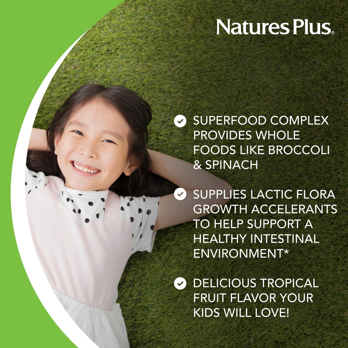 NaturesPlus Animal Parade KidGreenz – Tropical Fruit Chewables (90 x 2) 180 Servings, Vegetarian & Gluten Free