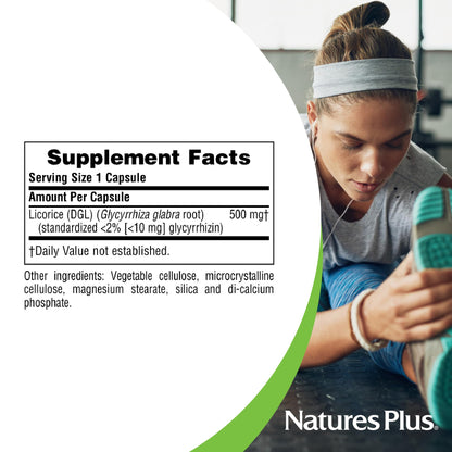 NaturesPlus Herbal Actives Licorice (DGL) 500 mg — 60 Veg Capsules (Pack of 4) | Supports Digestion