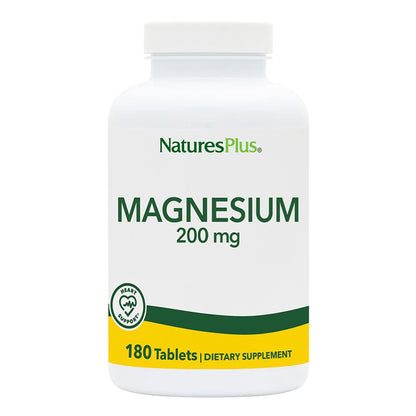 NaturesPlus Magnesium 200 mg | 180 Tablets | Vegetarian & Gluten Free - 180 Servings