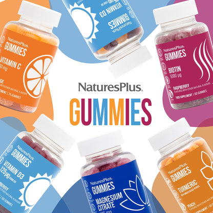 NaturesPlus Magnesium Citrate Gummies Raspberry - 75 Gummies | Calm Mind & Body, Bone Support