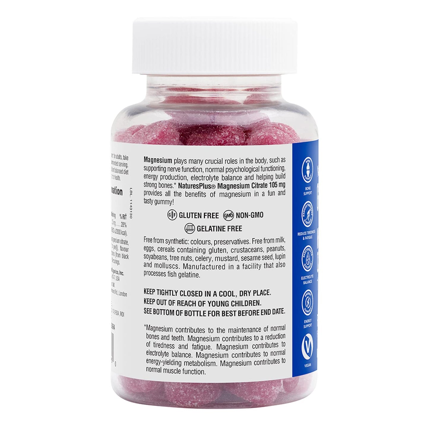 NaturesPlus Magnesium Citrate Gummies Raspberry - 75 Gummies | Calm Mind & Body, Bone Support