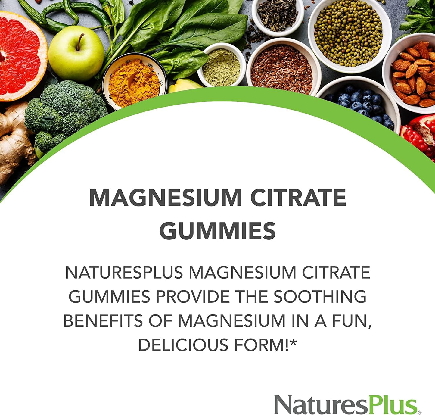 NaturesPlus Magnesium Citrate Gummies Raspberry - 75 Gummies | Calm Mind & Body, Bone Support