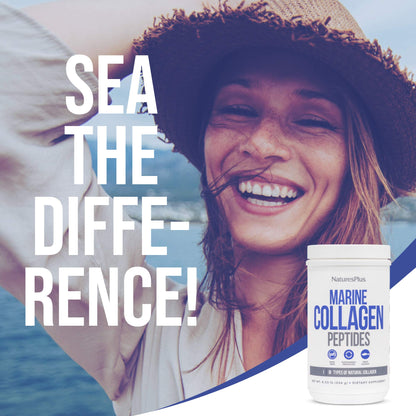 NaturesPlus Marine Collagen Peptides Unflavored — 0.54 lb | Hair, Skin, Nails & Joints