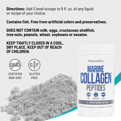 NaturesPlus Marine Collagen Peptides Unflavored — 0.54 lb | Hair, Skin, Nails & Joints