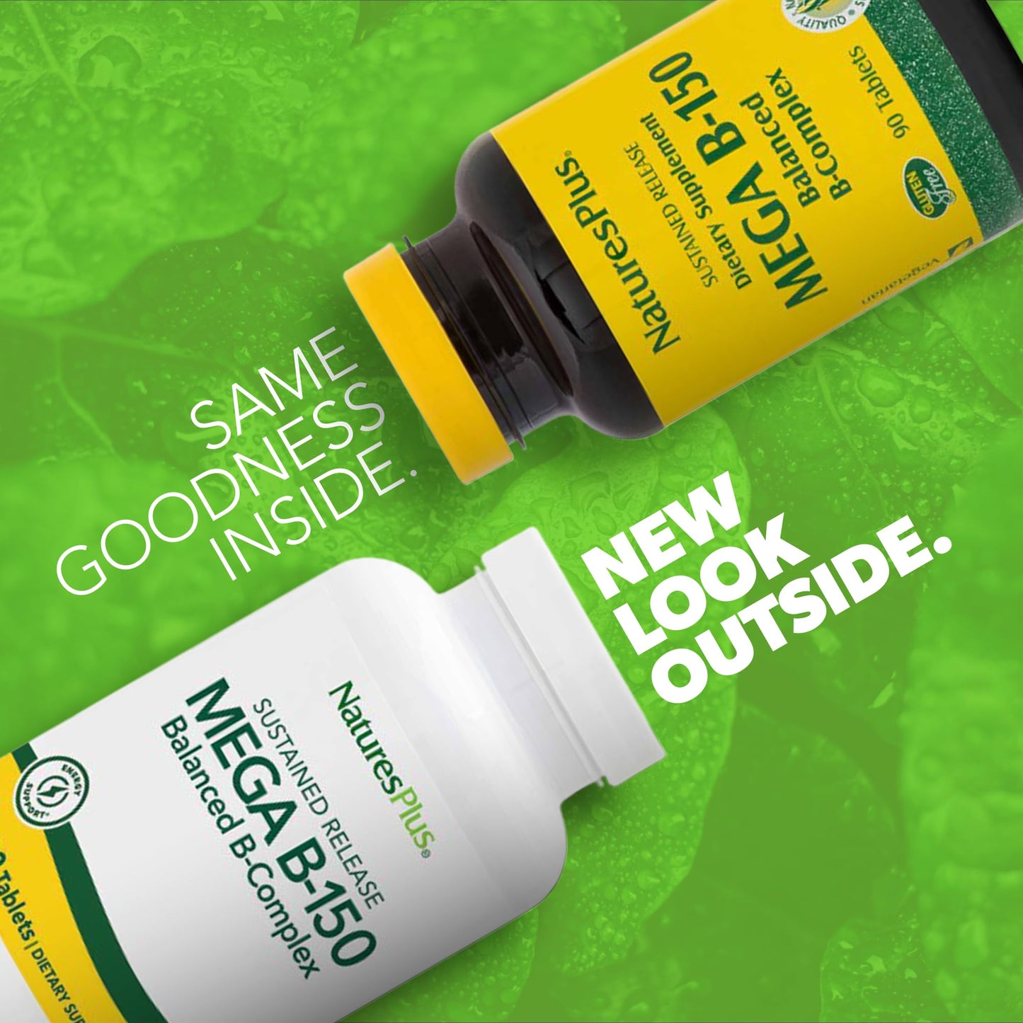 NaturesPlus Mega B-150 B-Complex (2-Pack, 180 Servings) - Sustained Release, Vegetarian, Gluten-Free