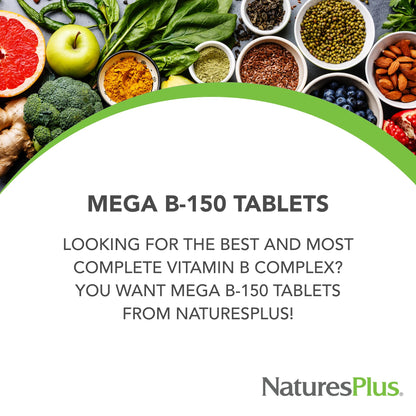 NaturesPlus Mega B-150 B-Complex (2-Pack, 180 Servings) - Sustained Release, Vegetarian, Gluten-Free