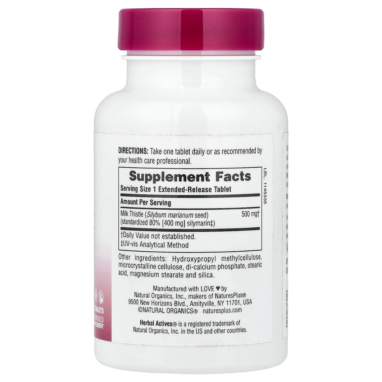 NaturesPlus Milk Thistle Extended Release 500mg | 80% Silymarin | 30 Servings | Gluten-Free