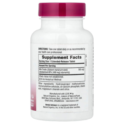 NaturesPlus Milk Thistle Extended Release 500mg | 80% Silymarin | 30 Servings | Gluten-Free
