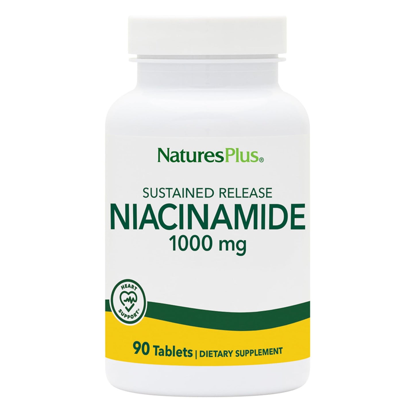 NaturesPlus Niacinamide 1000 mg SR – 90 Tablets | High-Potency Vitamin B3 (Vegetarian, Gluten Free)