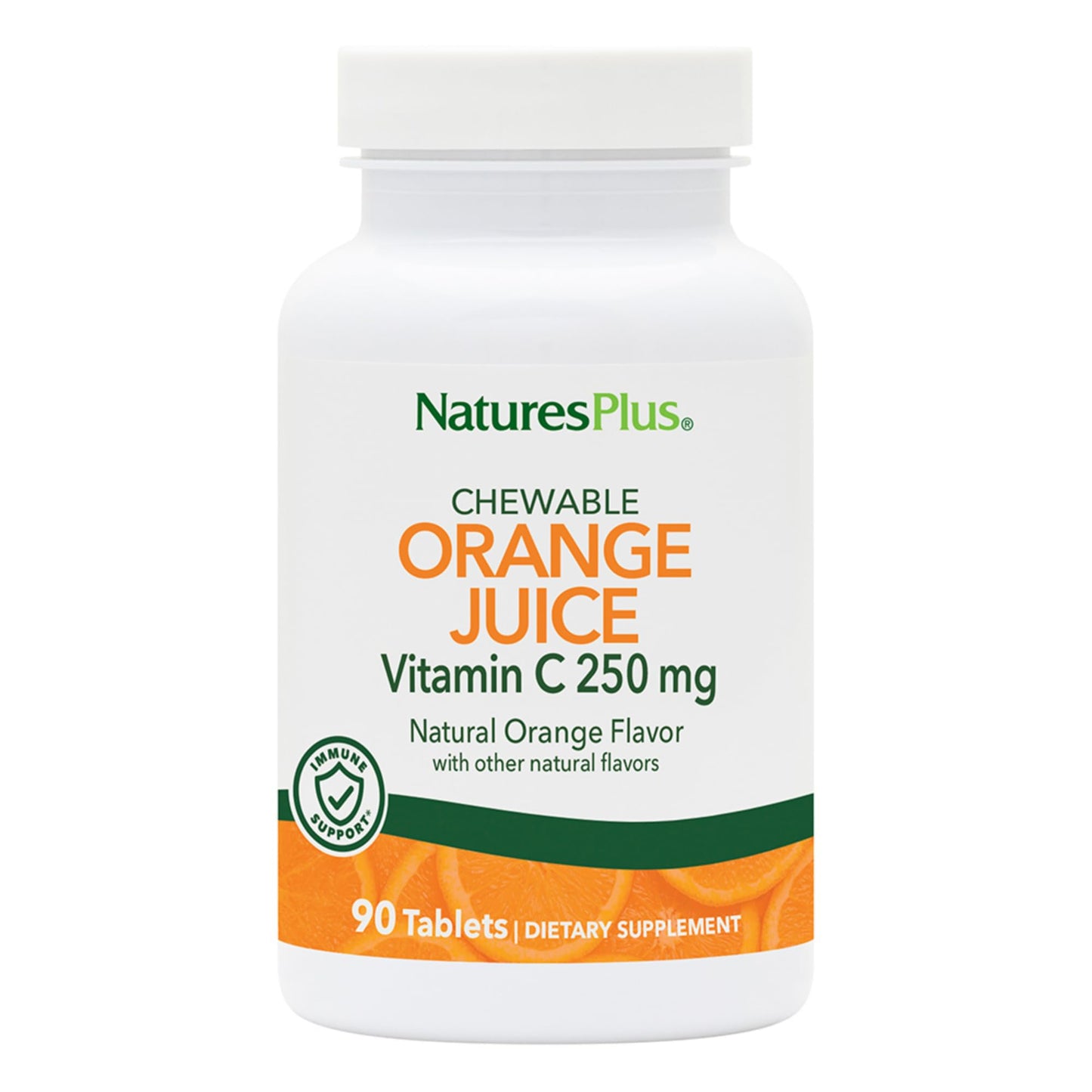 NaturesPlus Orange Juice C 250 mg Chewable – 90 Vegetarian Tablets | High Potency Immune Support