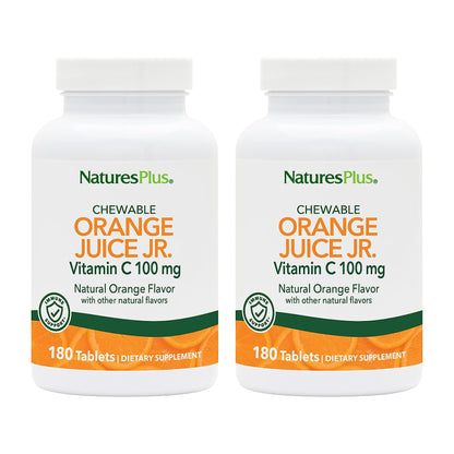 NaturesPlus Orange Juice Jr. Vitamin C Chewables – 100 mg, Pack of 2, Gluten Free, Vegetarian | 360 Servings