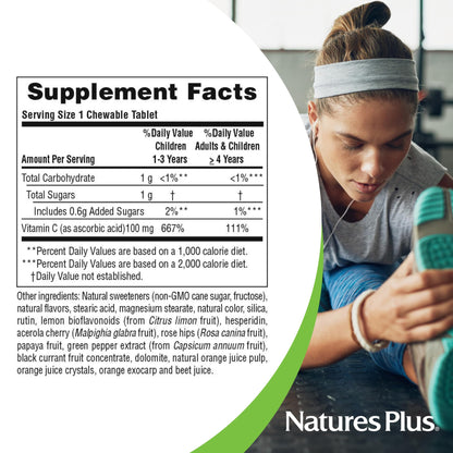 NaturesPlus Orange Juice Jr. Vitamin C Chewables – 100 mg, Pack of 2, Gluten Free, Vegetarian | 360 Servings