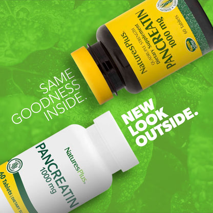 Natures Plus Pancreatin 1000 mg | 60 Tablets - Gluten-Free Digestive Enzyme