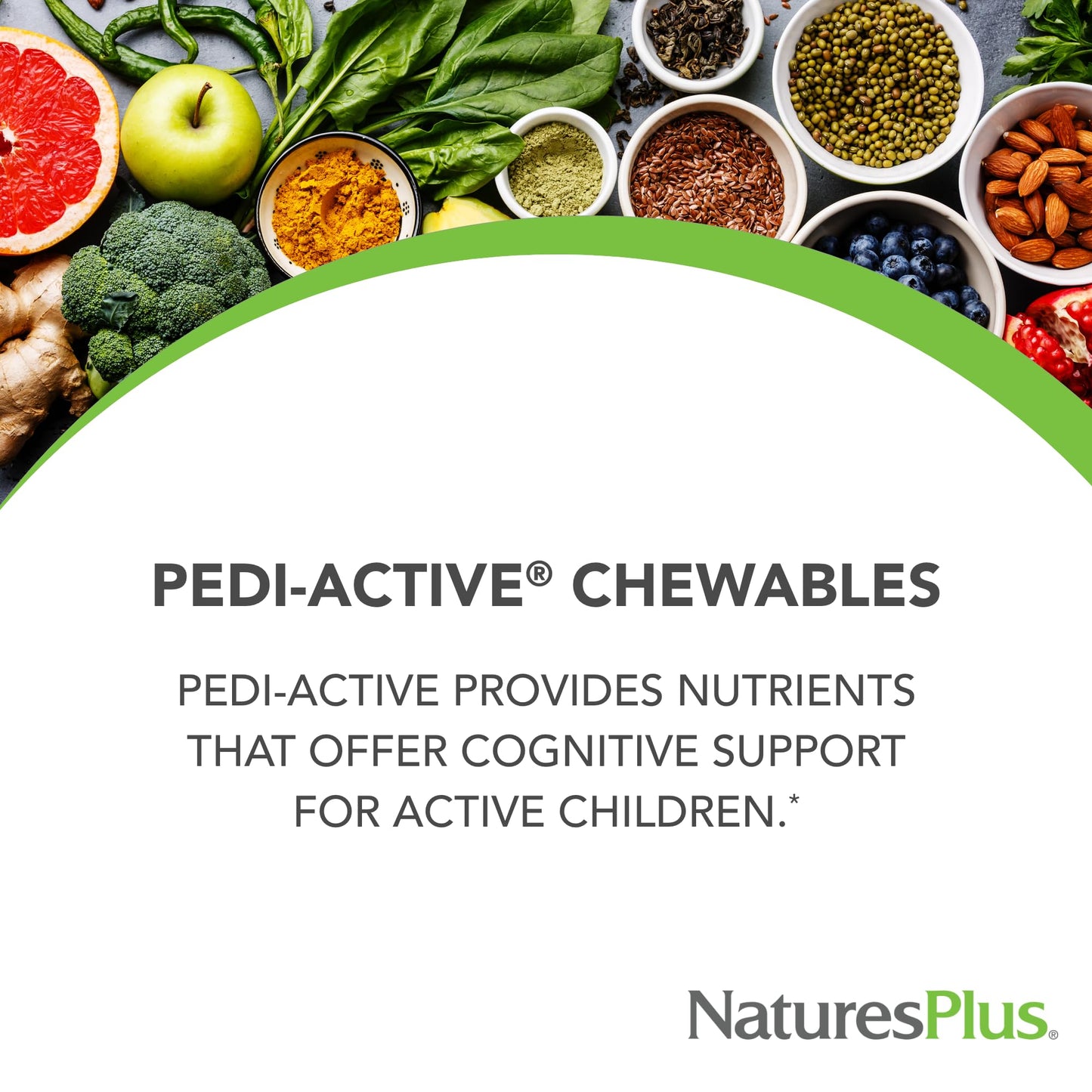 NaturesPlus Pedi-Active LECI-PS DMAE Complex – 60 Chewable Tablets (Mixed Berry) for Kids | Brain Health & Focus