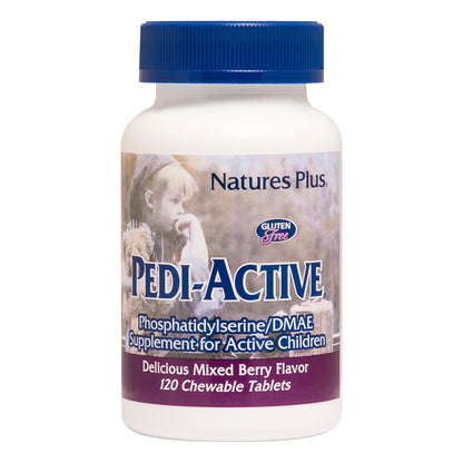 NaturesPlus Pedi-Active LECI-PS DMAE Complex – 120 Chewable Tablets (Mixed Berry) – Brain Health & Focus for Kids