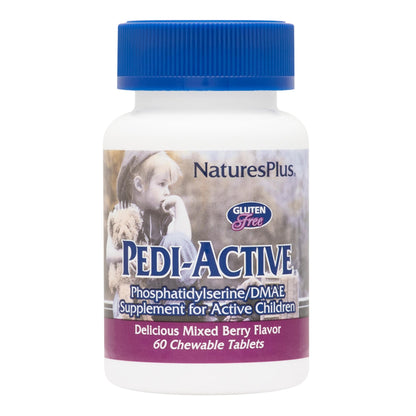 NaturesPlus Pedi-Active LECI-PS DMAE Complex – 60 Chewable Tablets (Mixed Berry) for Kids | Brain Health & Focus