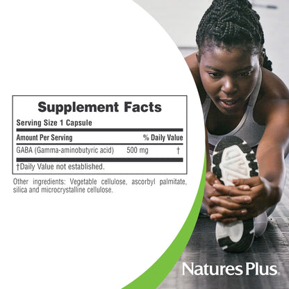 NaturesPlus PRO GABA 500 mg | 60 Capsules | Non-GMO, Vegan, Gluten Free
