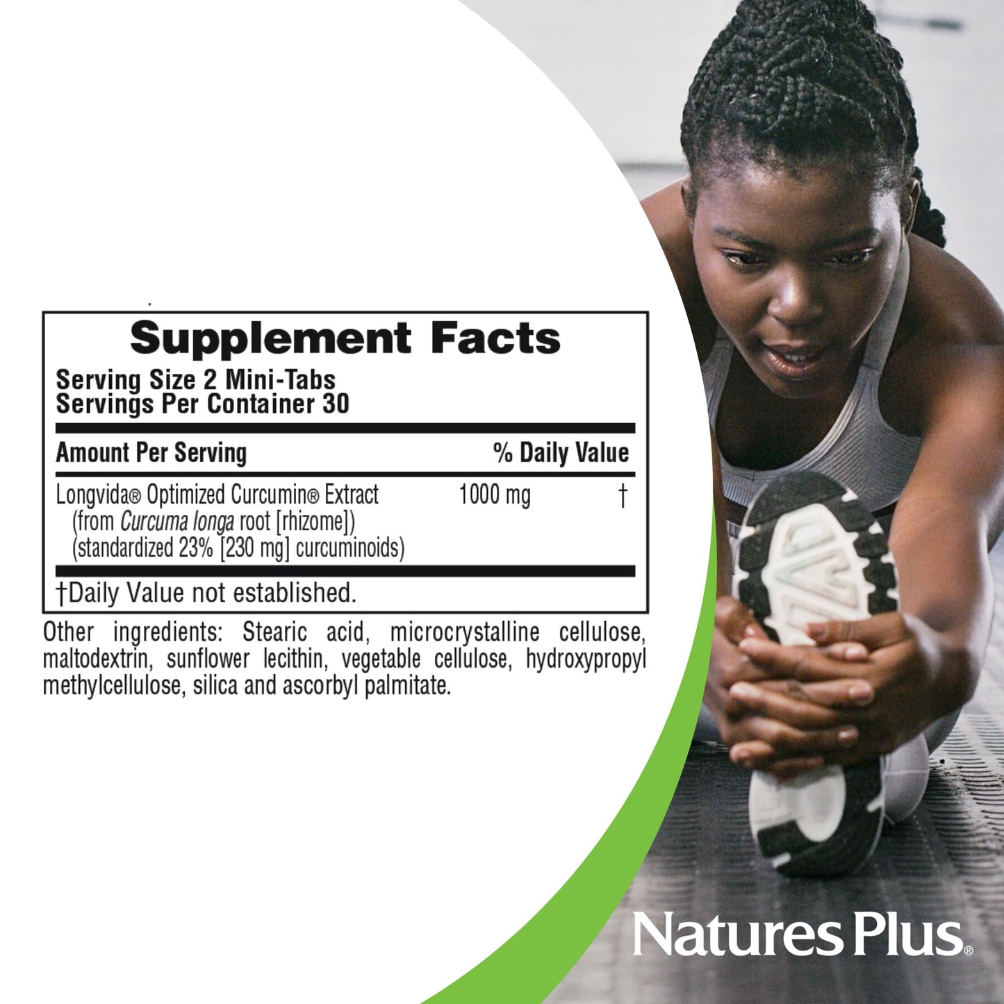 NaturesPlus PRO Longvida Curcumin 1000 mg - 60 Mini-Tabs, 30 Servings - Non-GMO, Vegan