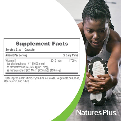 NaturesPlus PRO Super K Complex – 60 Capsules | Vitamin K1 & K2, Non-GMO, Vegan, Gluten Free