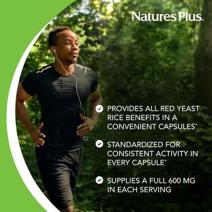 NaturesPlus Herbal Actives Red Yeast Rice - 2 x 120 Veg Capsules, Gluten Free, 240 Servings