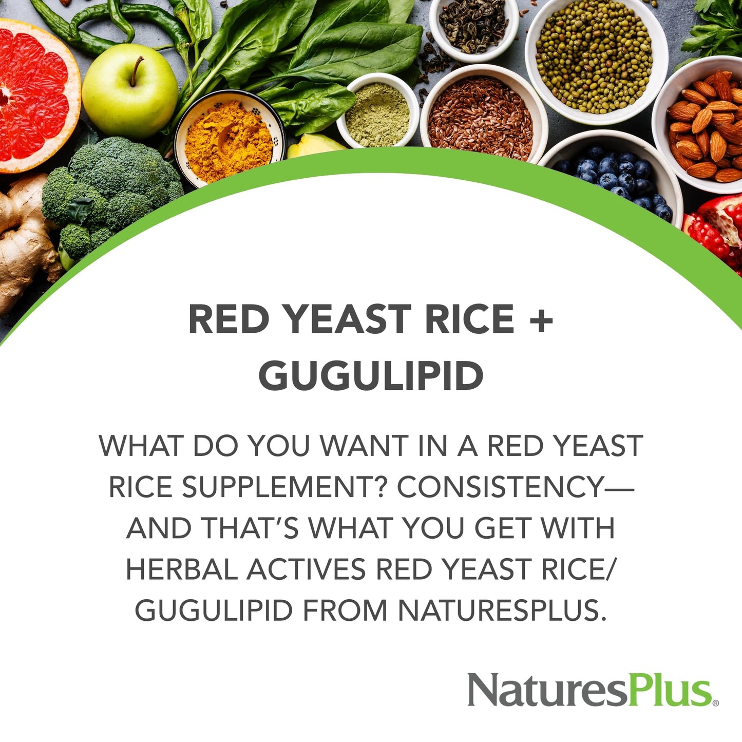 NaturesPlus Red Yeast Rice Gugulipid Complex - 450 mg, 60 Vegan Capsules | Cholesterol Support