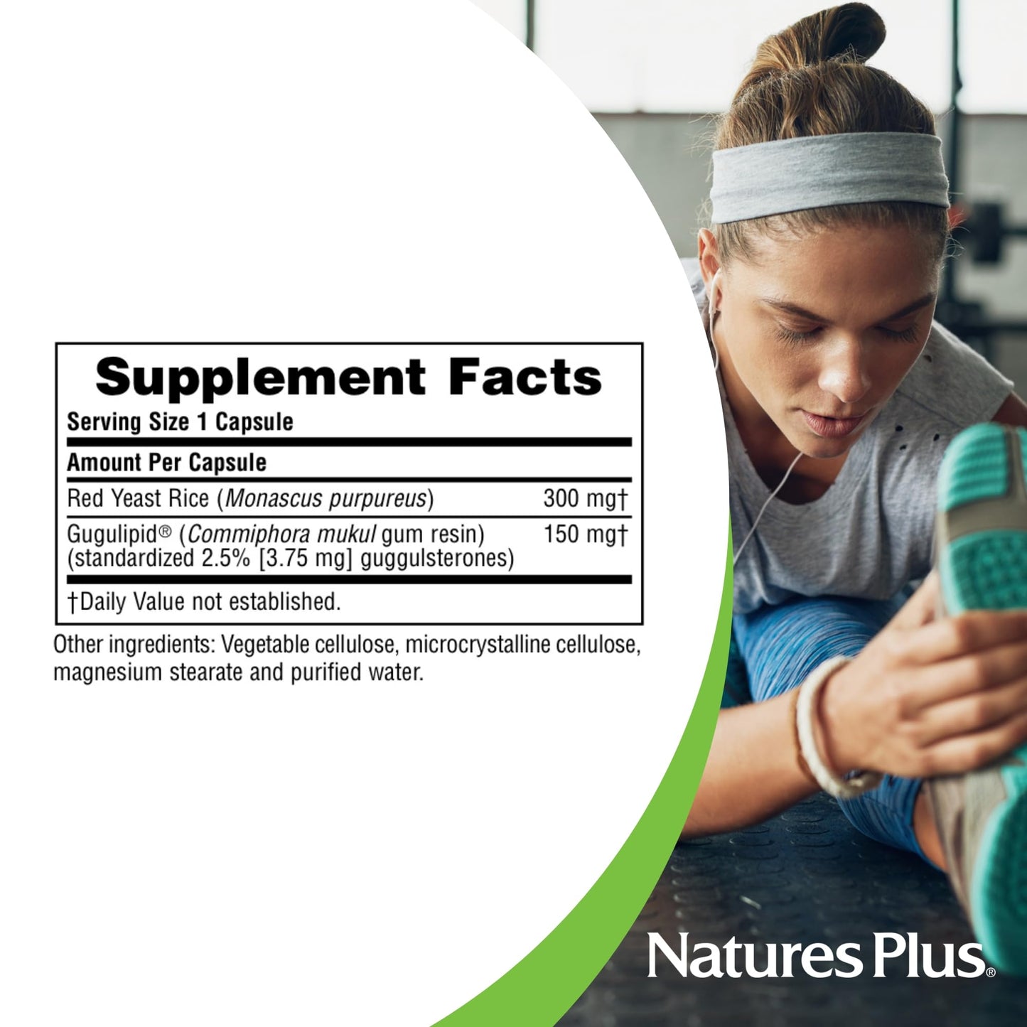 NaturesPlus Red Yeast Rice Gugulipid Complex - 450 mg, 60 Vegan Capsules | Cholesterol Support